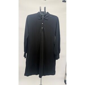 Tuckernuck Black Polo Shirt Dress Women Size M Long Sleeve Dress Quiet Luxury